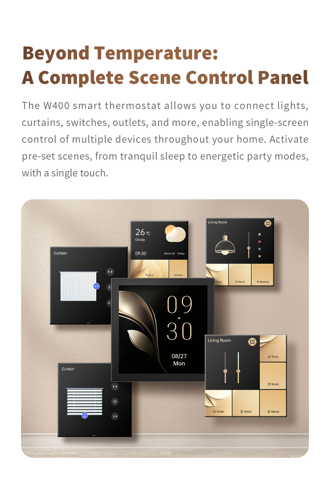 Aqara Thermostat W400 installed in a living room