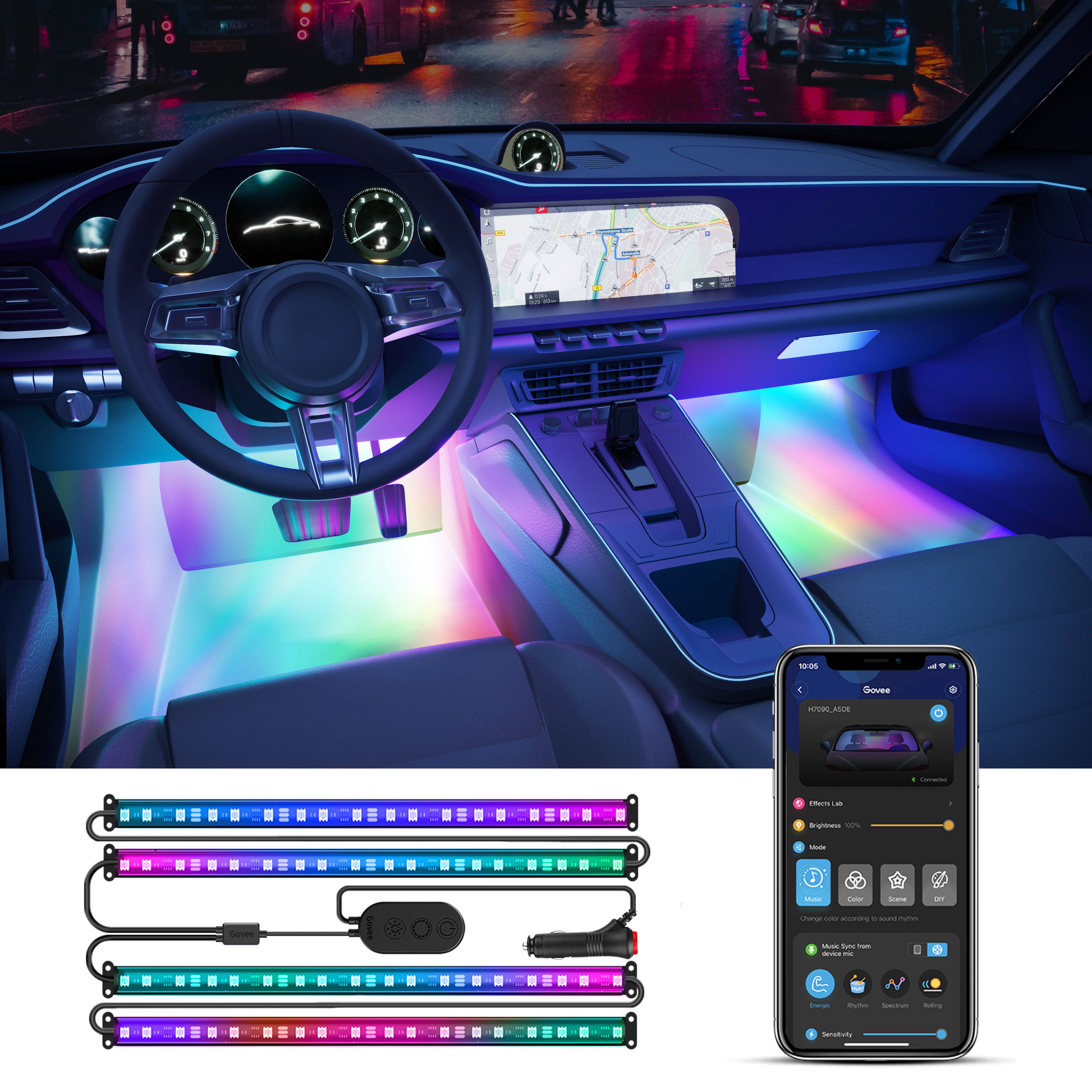 Govee RGBIC Interior Car Lights - Without Remote Control