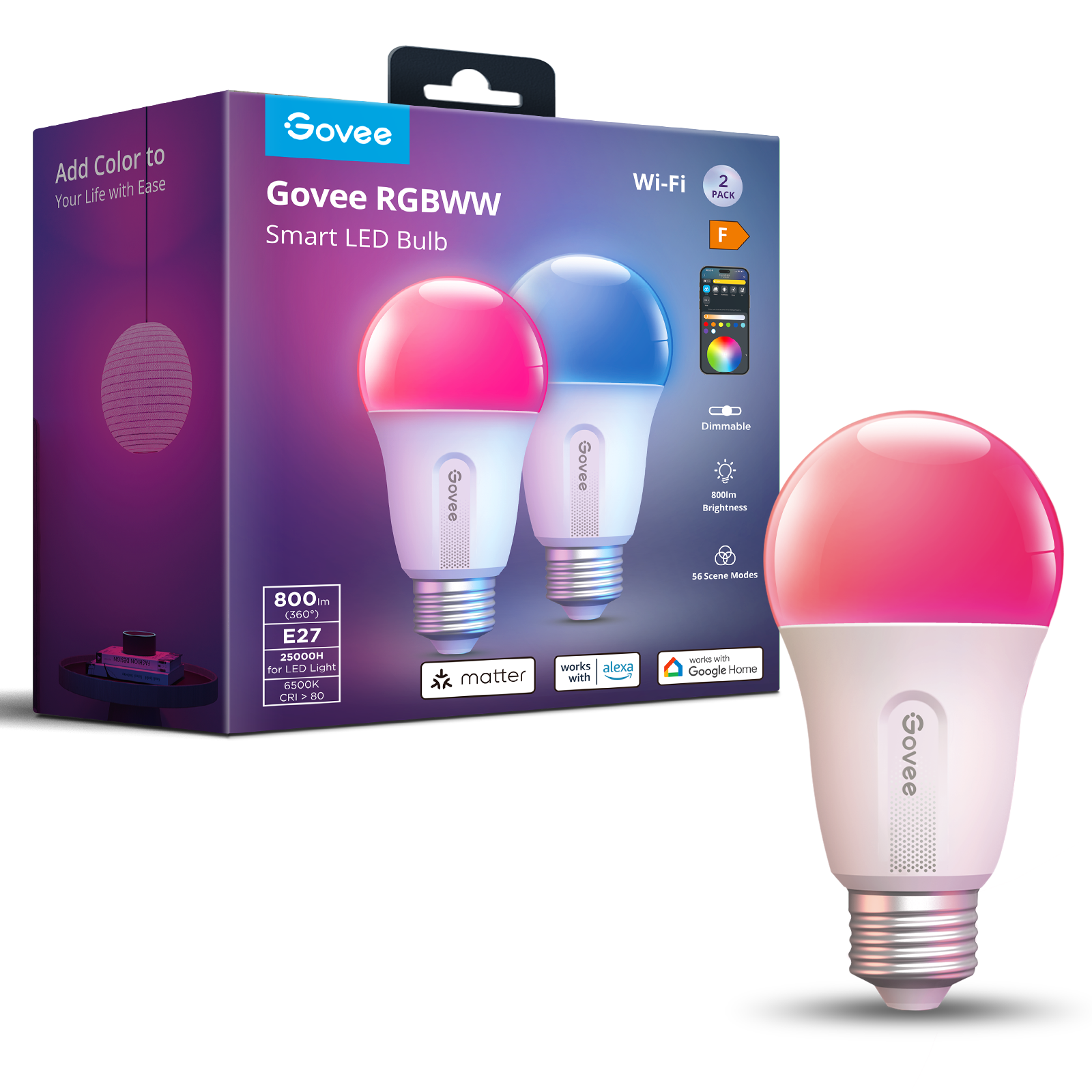 Govee Smart LED Bulb, E27 (2 Pack)