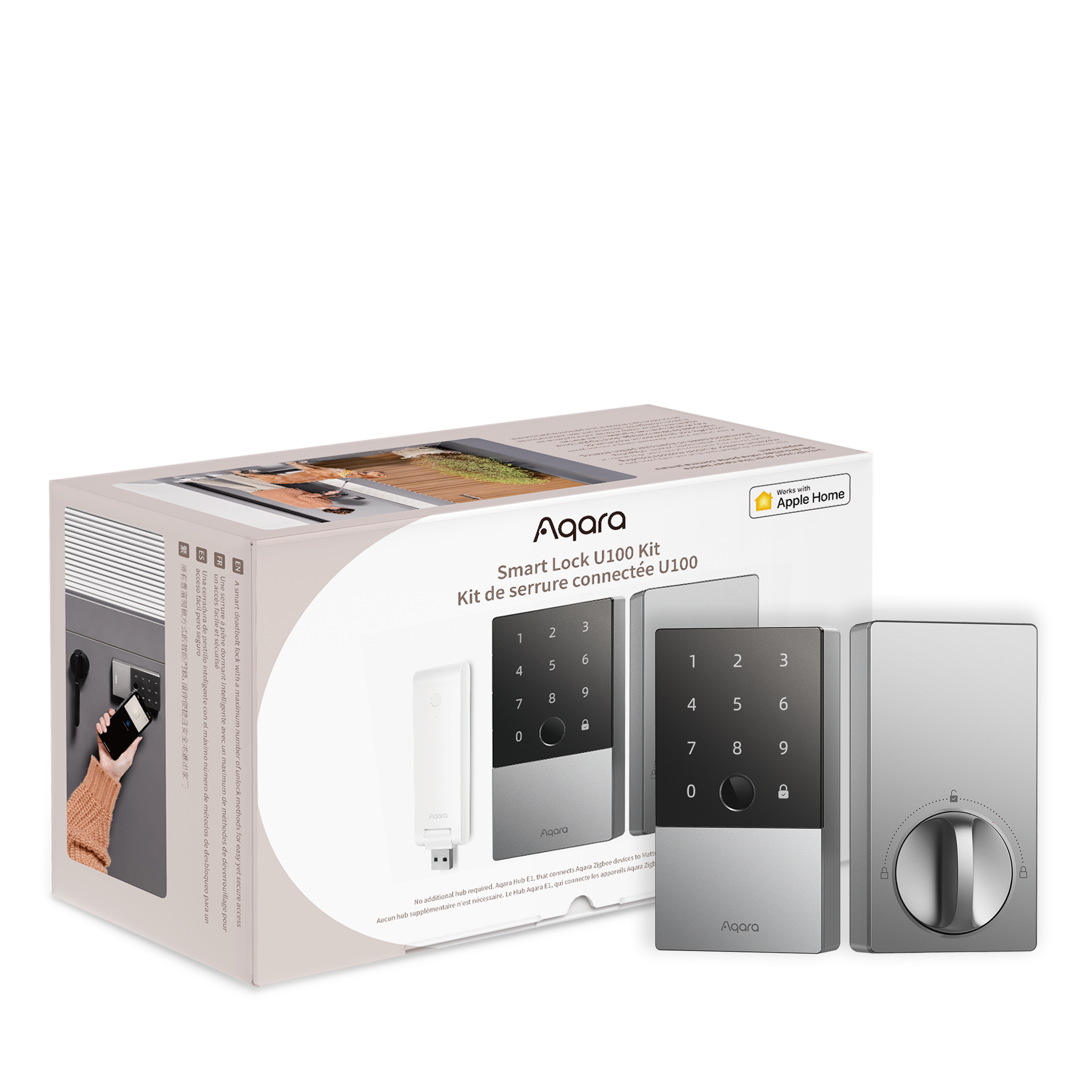 Aqara Smart Lock U100 (Kit includes Aqara E1 Hub) — Silver