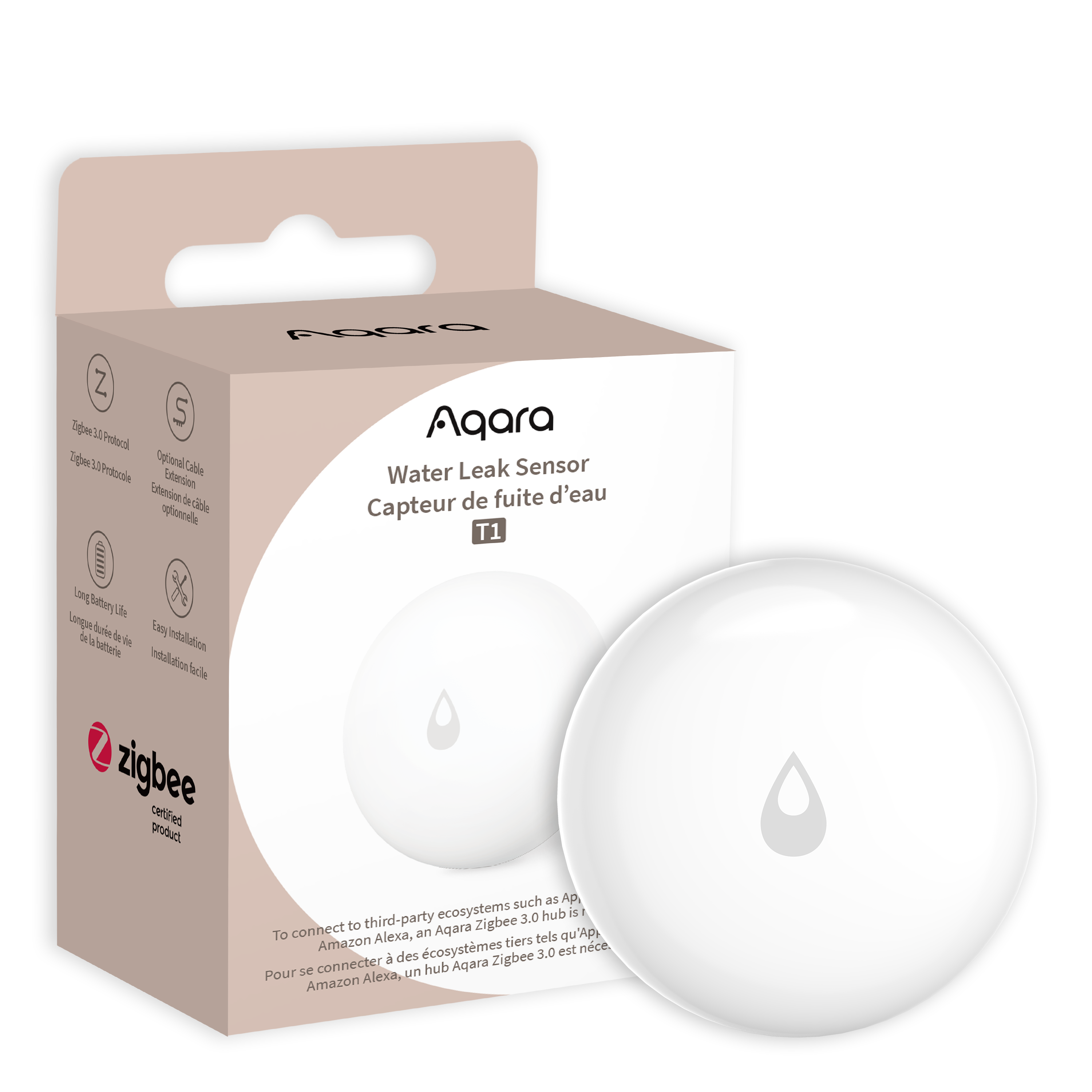 Aqara Water Leak Sensor T1 — retail packaging
