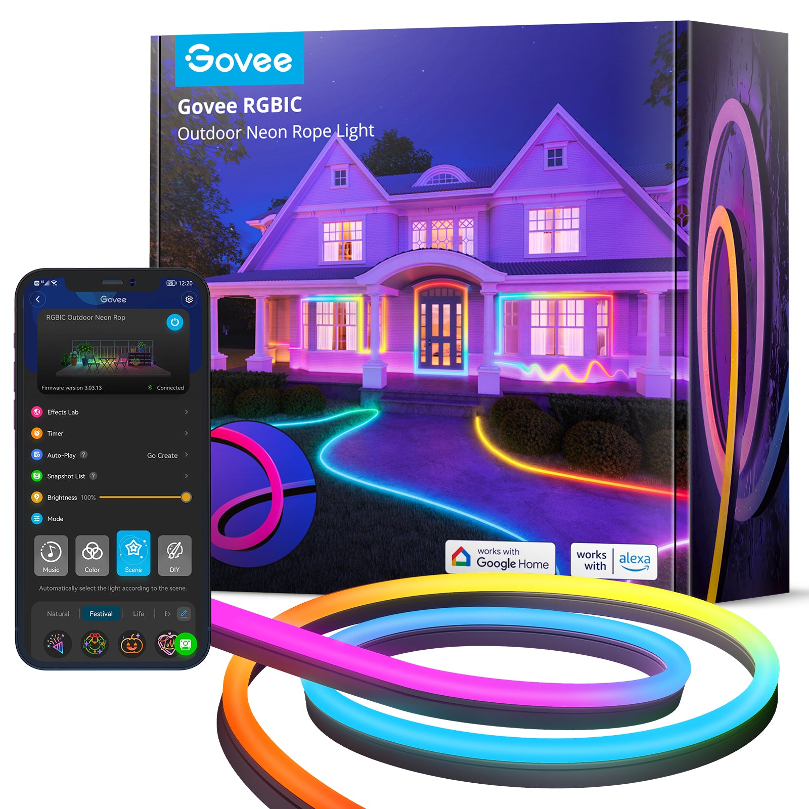 Govee  RGBIC Outdoor Neon Strip Lights - 10M