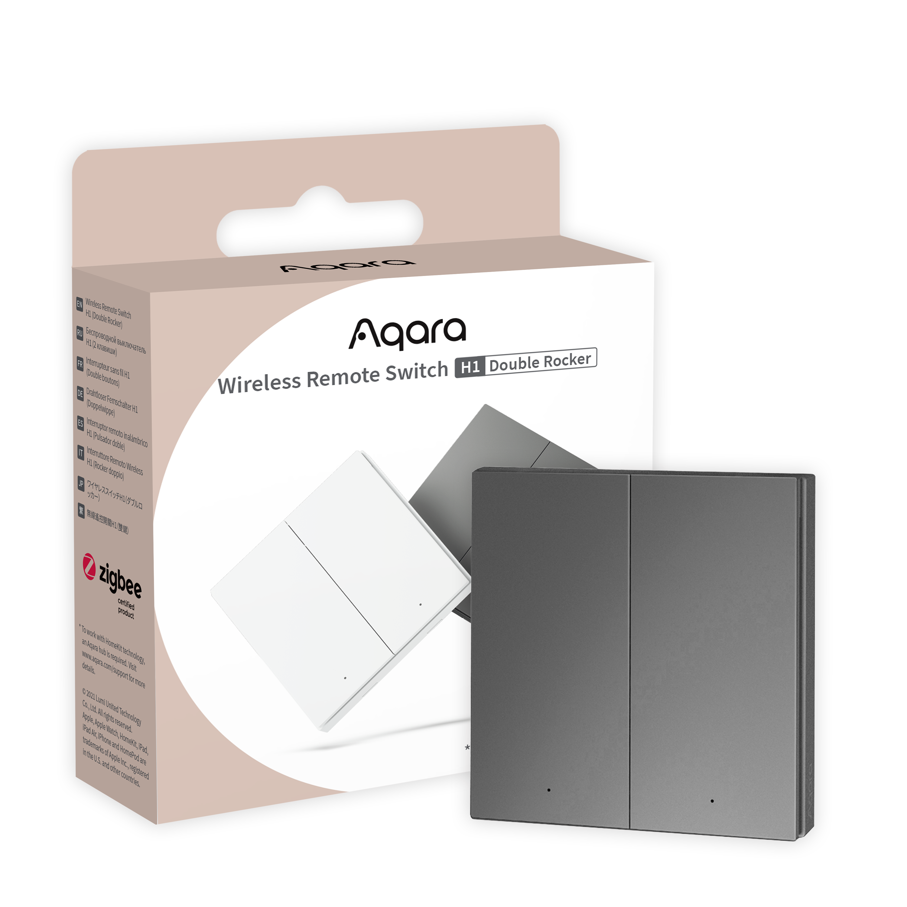 Aqara Wireless Remote Switch H1 (Double Rocker) — product shot