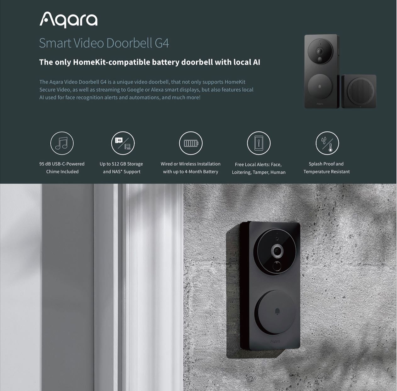 Aqara Smart Video Doorbell G4 — product shot